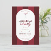 Klassische rote Streifen-Weihnachtseinladung Einladung (Stehend Vorderseite)