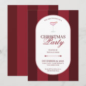 Klassische rote Streifen-Weihnachtseinladung Einladung (Vorne/Hinten)