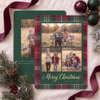 Klassische rote Tartan-Frohe-Weihnachten-Fotocolla