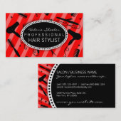 Klassische rote u. schwarze Friseursalon-Werkzeuge Visitenkarte (Vorne/Hinten)