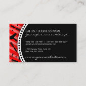 Klassische rote u. schwarze Friseursalon-Werkzeuge Visitenkarte (Rückseite)