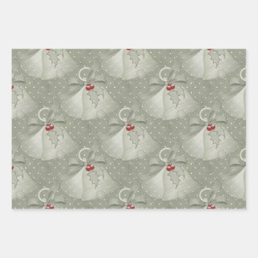 Klassische rote und grüne Glocken, Multifunktionsl Geschenkpapier Set (Vorderseite)