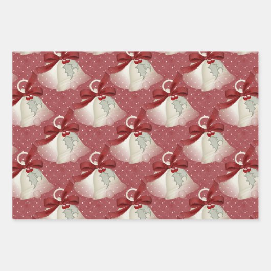 Klassische rote und grüne Glocken, Multifunktionsl Geschenkpapier Set (Vorderseite 3)