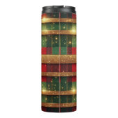 Klassische rote und grüne Karierte glatte Streifen Thermosbecher (Rückseite)