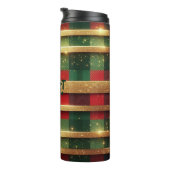 Klassische rote und grüne Karierte glatte Streifen Thermosbecher (Nach rechts gedreht)
