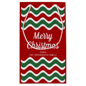 Klassische rote und grüne Streifen frohe Weihnacht Kleine Geschenktüte (Rückseite)