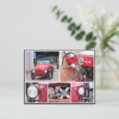 Klassische rote Velorex-Tribikerkollage Postkarte (Stehend Vorderseite)