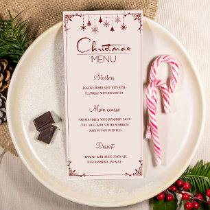 Klassische rote Weihnachts-Diner-Speisekarte  Einladung