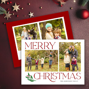 Klassische rote Weihnachts-Fotocollage Feiertagskarte