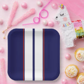 Klassische rote, weiße und blaue Streifen Pappteller (Party)