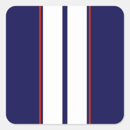 Klassische rote, weiße und blaue Streifen Quadratischer Aufkleber