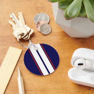 Klassische rote, weiße und blaue Streifen Schlüsselanhänger