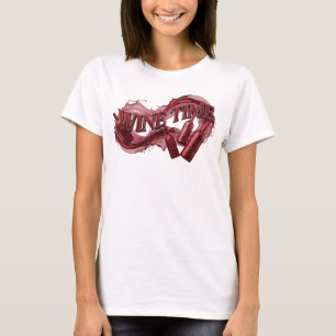 Klassische rote WINE TIME 3D-Textkunst T-Shirt