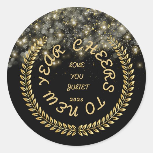 Klassische Round Stickers für das neue Jahr (Vorderseite)