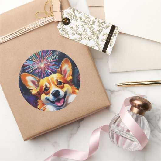 Klassische Round Stickers mit Rainbow Color Firewo (Schenken)