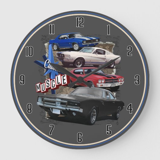 Klassische Route 66 Muskelwagen große Uhr (Vorderseite)