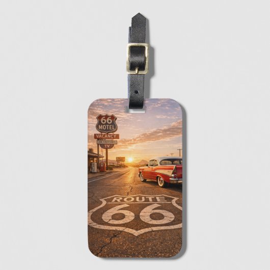 Klassische Route Sixty Six Sunset Road Gepäckanhänger (Vorderseite Vertikal)