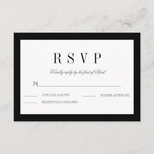 Klassische RSVP-Antwortkarte für Schwarze Border W RSVP Karte