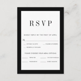 Klassische RSVP-Karte an schwarzen Grenzen mit Men RSVP Karte