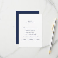 Klassische RSVP-Karte mit Minimalistischem Navy Bl