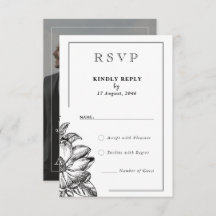 Klassische RSVP-Karten in Schwarz und Weiß