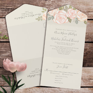 Klassische RSVP-Mahlzeit Wahl Blush Floral Salbei All In One Einladung