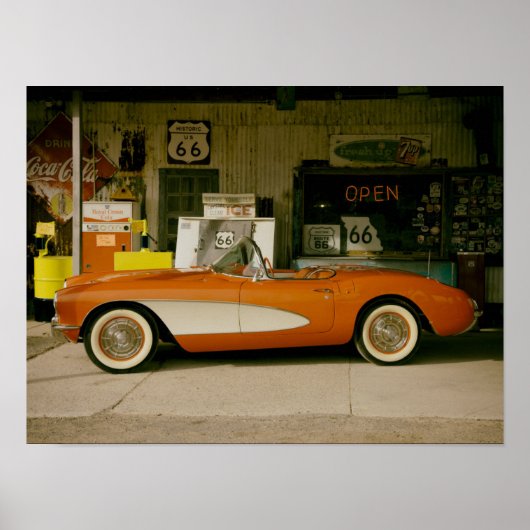 Klassische RT 66-Gasstation Poster (Vorne)