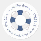 Klassische Rücksendeadresse des Nautical Life Ring Runder Aufkleber (Vorderseite)