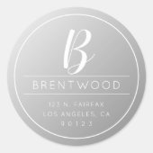 Klassische Rücksendeadresse und Monogramm | Gradie Runder Aufkleber (Vorderseite)