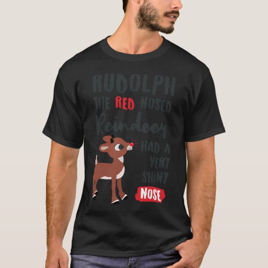 Klassische Rudolph-Typografie mit roter Nose T-Shirt (Vorderseite)