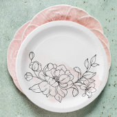 Klassische, runde Wasserfarbe mit schwarzer Blüte Pappteller