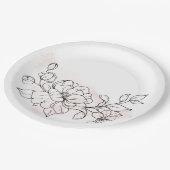 Klassische, runde Wasserfarbe mit schwarzer Blüte Pappteller (Schrägansicht)