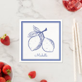 Klassische rustikale blaue Zitronen-Partyserviette Serviette (Beispiel)