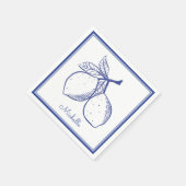 Klassische rustikale blaue Zitronen-Partyserviette Serviette (Ecke)