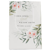 Klassische Rustikale Blush Greenery Blumenfest Hoc Mittlere Geschenktüte (Vorderseite)