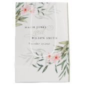 Klassische Rustikale Blush Greenery Blumenfest Hoc Mittlere Geschenktüte (Rückseite)