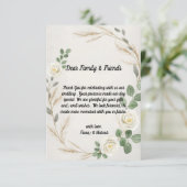 Klassische Rustikale Boho Rose & Pampas Grass Wedd Dankeskarte (Stehend Vorderseite)
