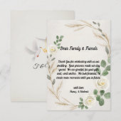 Klassische Rustikale Boho Rose & Pampas Grass Wedd Dankeskarte (Vorne/Hinten)