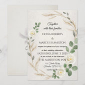 Klassische Rustikale Boho Rose & Pampas Grass Wedd Einladung (Vorne/Hinten)