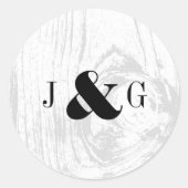 Klassische Rustikale Holzkörner Weißer Winter Hoch Runder Aufkleber (Vorderseite)