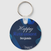 Klassische rustikale Moderne Blue&White Happy Rent Schlüsselanhänger (Vorderseite)