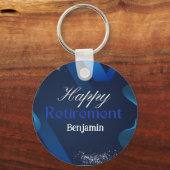 Klassische rustikale Moderne Blue&White Happy Rent Schlüsselanhänger (Vorderseite)