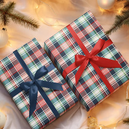 Klassische Rustikale Rot Grün & Blau Kariert Geschenkpapier