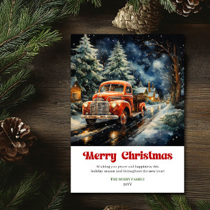 Klassische rustikale Weihnachtsszene vintage roter Feiertagskarte