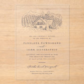 Klassische rustikale Weinberg-Illustration Hochzei Acryleinladungen (Vorderseite)