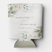 Klassische Rustikale Weiße Grüne Blumenfest Hochze Dosenkühler (Vorderseite)