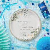 Klassische Rustikale Weiße Grüne Blumenfest Hochze Pappteller (Party)