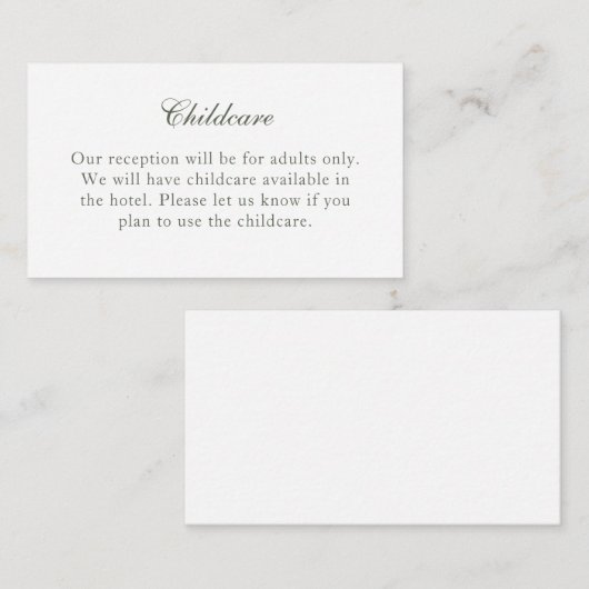 Klassische Sage Green No Children Insert Card (Vorne/Hinten)