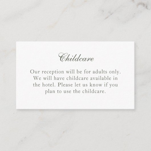 Klassische Sage Green No Children Insert Card (Vorderseite)