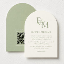 Klassische Sage-Grün-Monogramm-Minimalist-Hochzeit